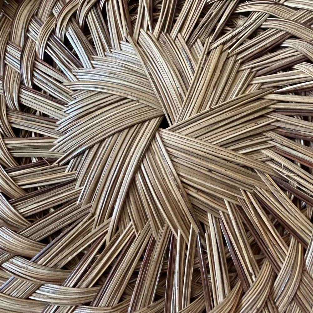 Woven Wicker Sunburst Tray Round 14 Inch Wall Decor Philippines Boho Brown